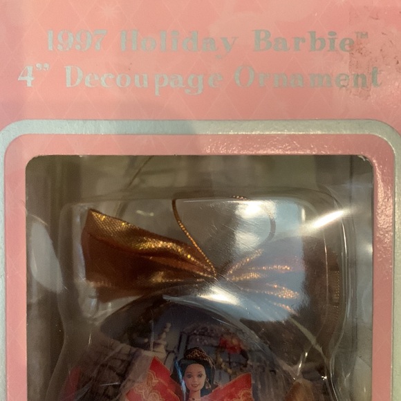 New in box;never opened 1997 Holiday Barbie 4” Decoupage Ornament included stand - Picture 2 of 12